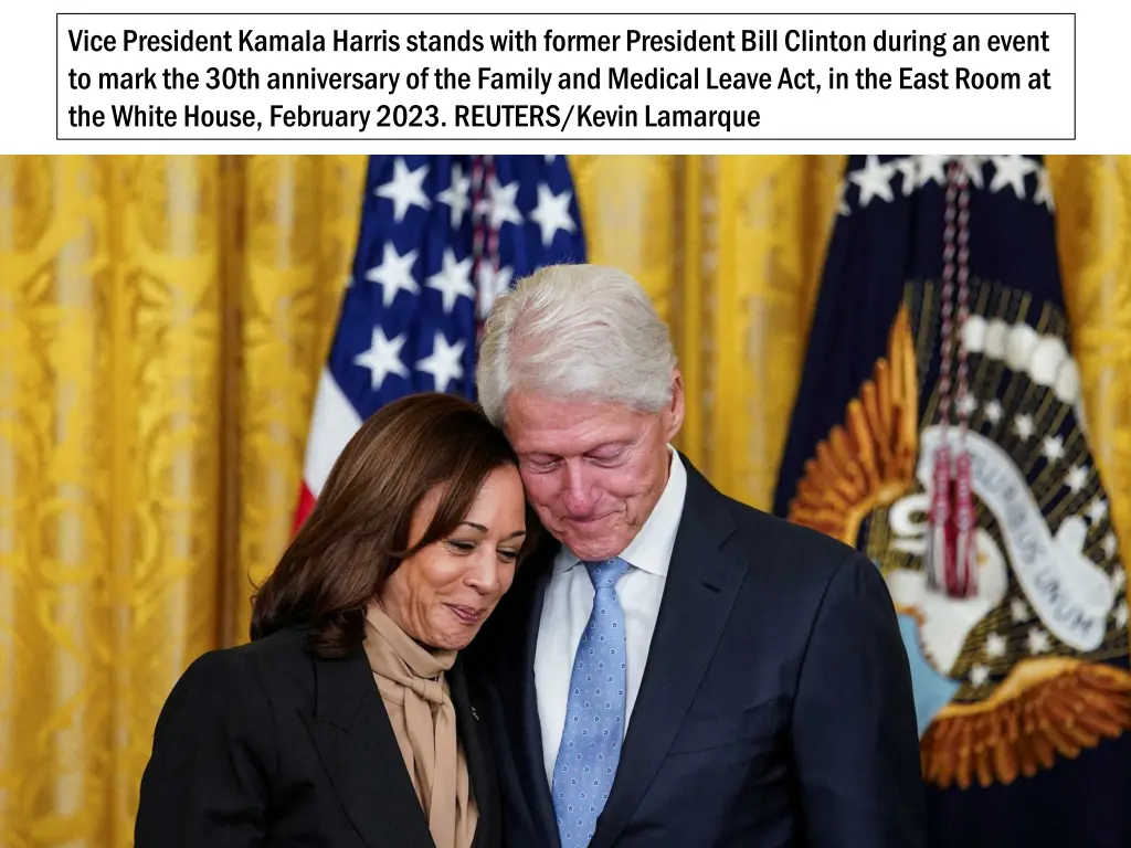 vice president kamala harris stands with former