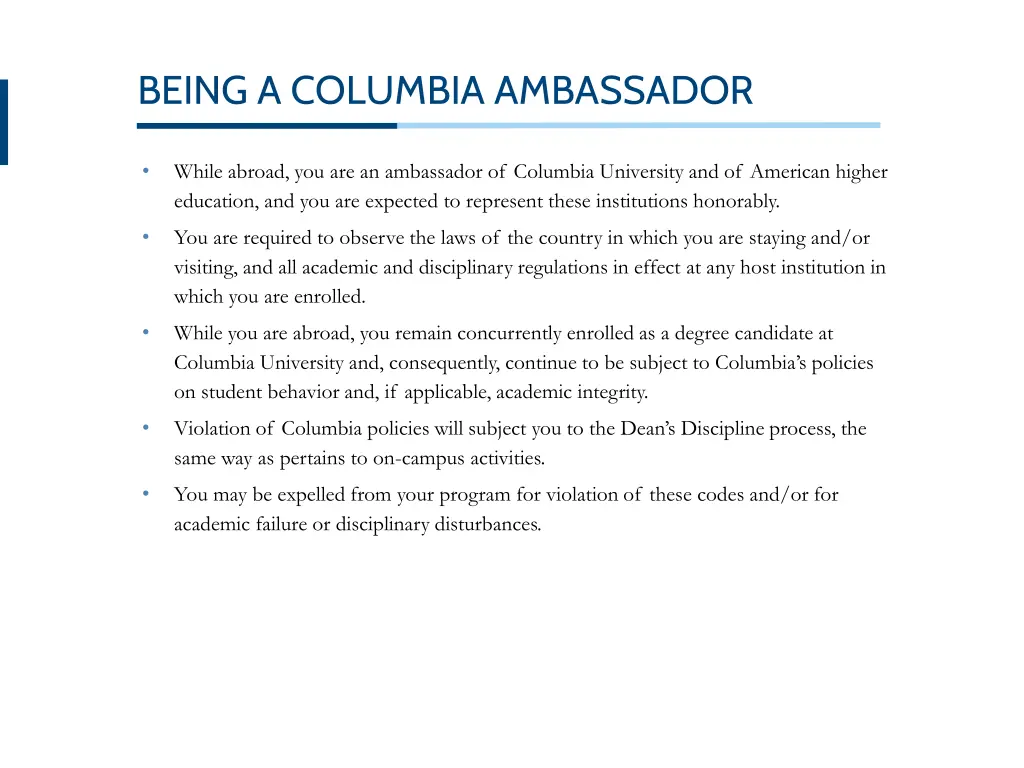 being a columbia ambassador