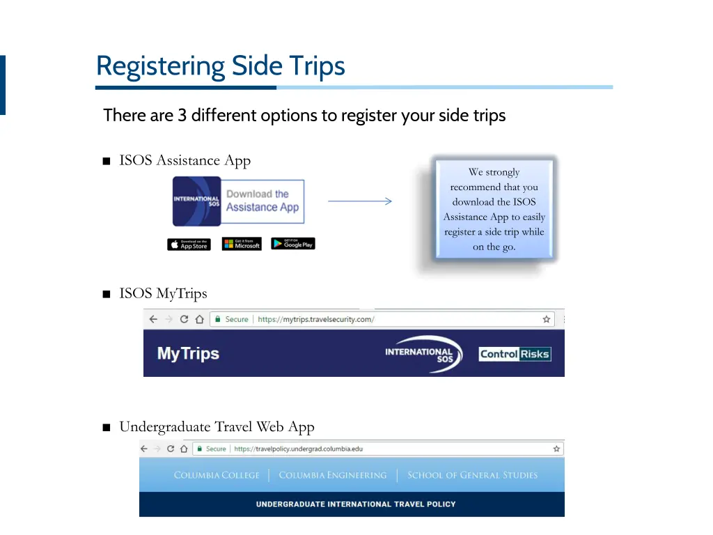 registering side trips