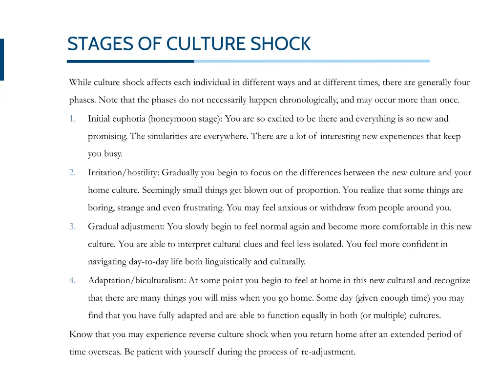 stages of culture shock