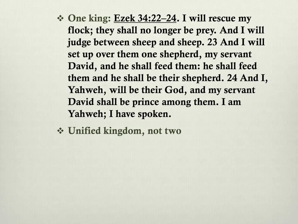 one king ezek 34 22 24 i will rescue my flock