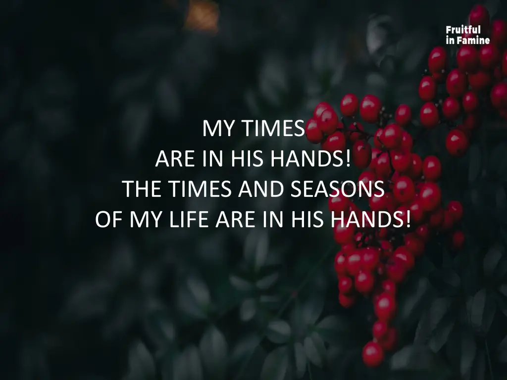 my times are in his hands the times and seasons