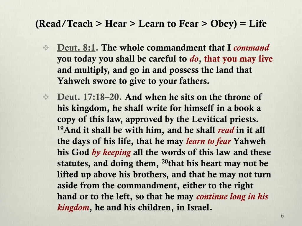 read teach hear learn to fear obey life 2