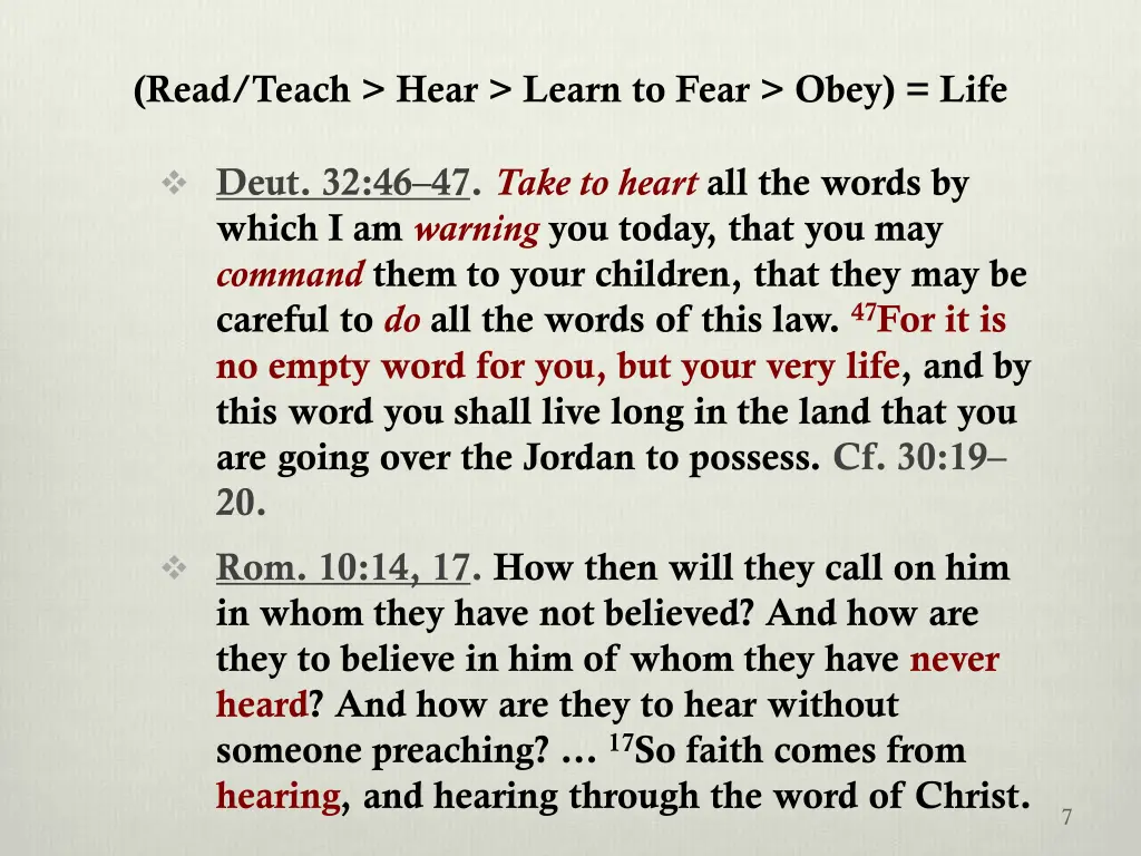 read teach hear learn to fear obey life 3