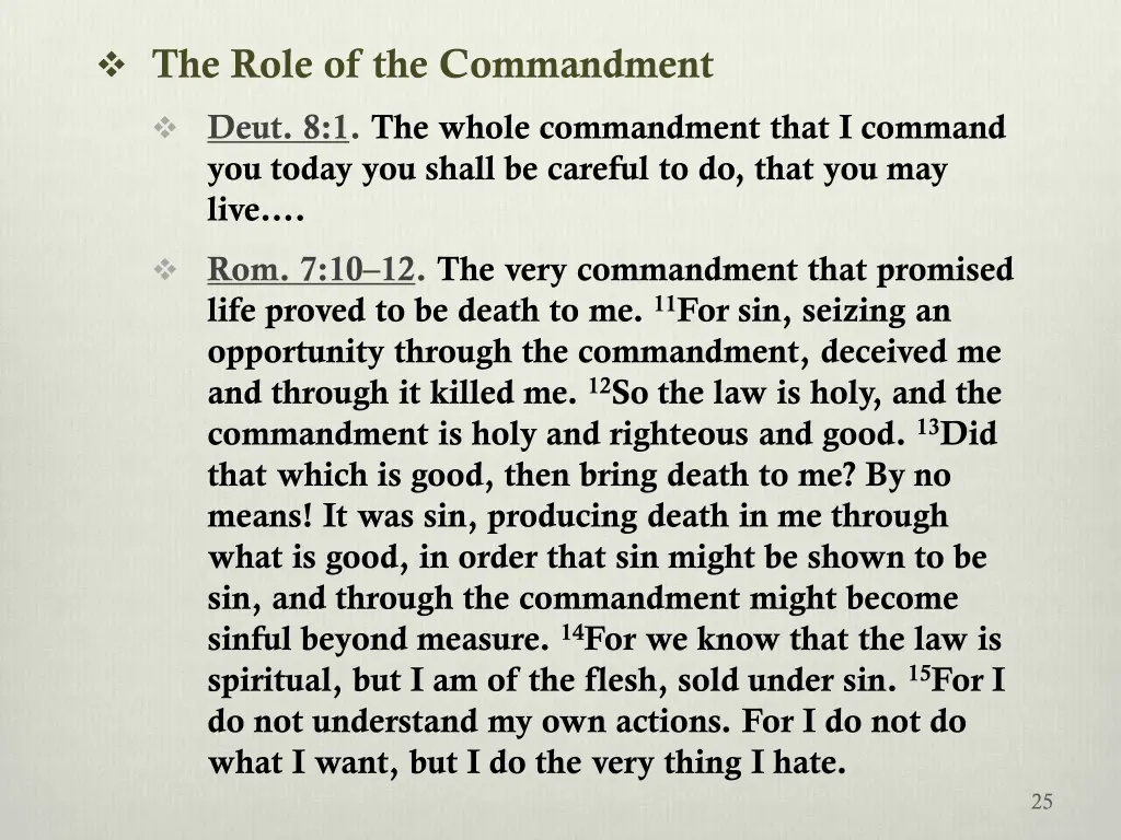 the role of the commandment