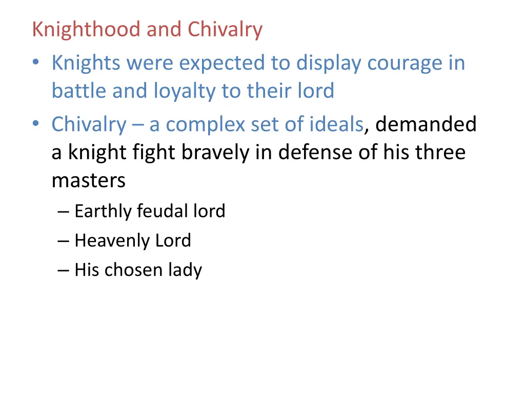 knighthood and chivalry knights were expected