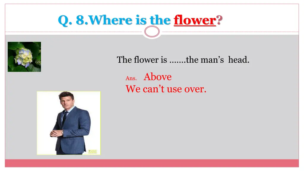 q 8 where is the flower 1