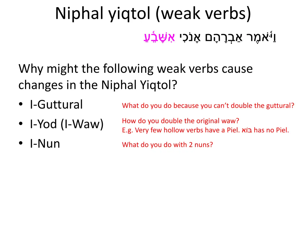 niphal yiqtol weak verbs 1