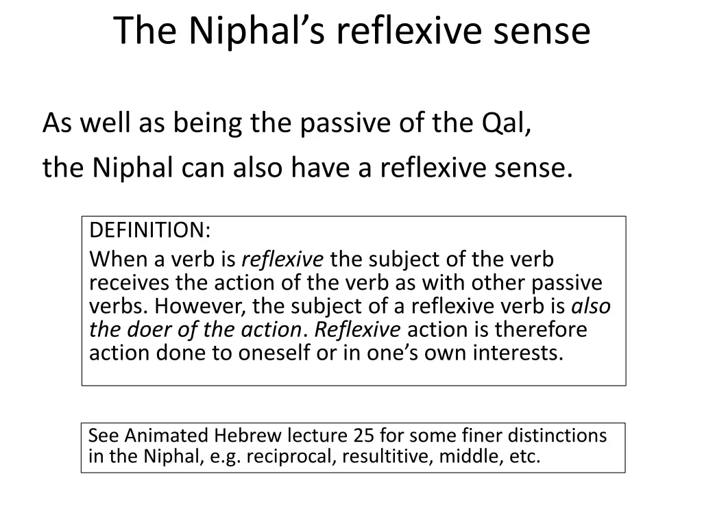 the niphal s reflexive sense