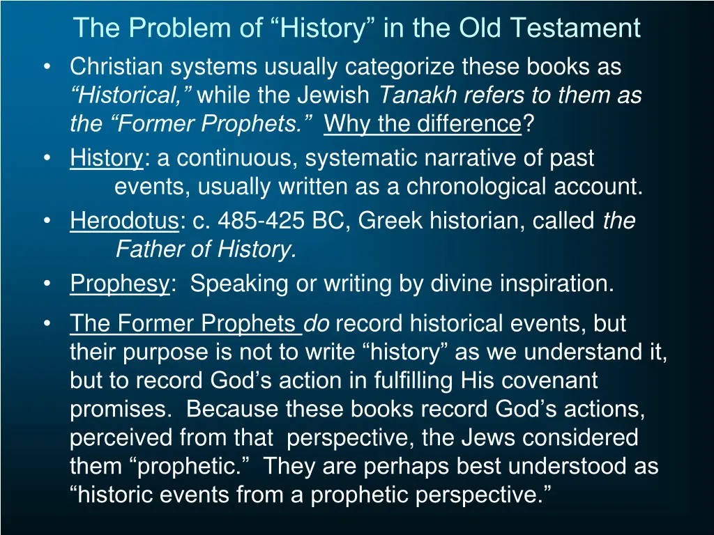 the problem of history in the old testament