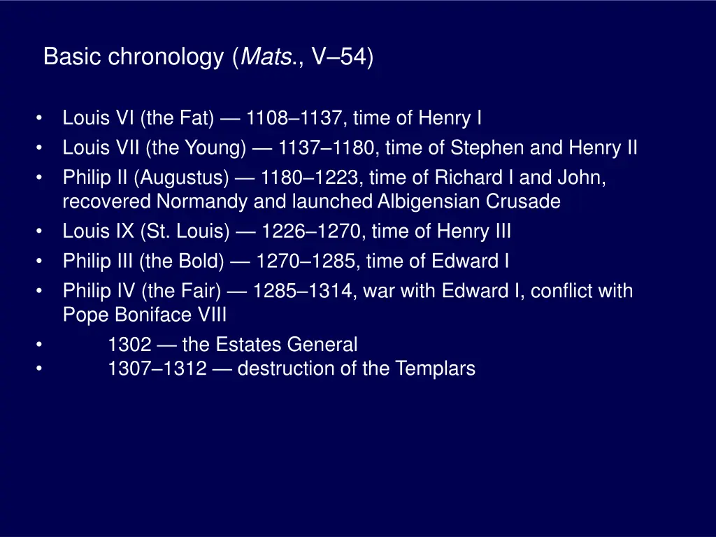 basic chronology mats v 54