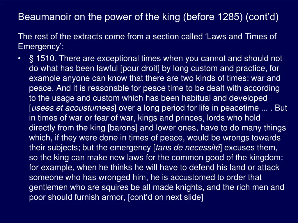 beaumanoir on the power of the king before 1285 2