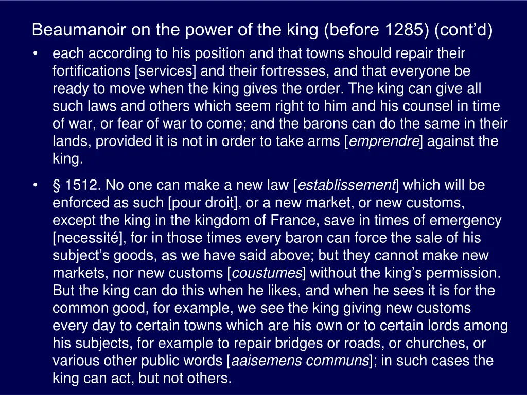 beaumanoir on the power of the king before 1285 3