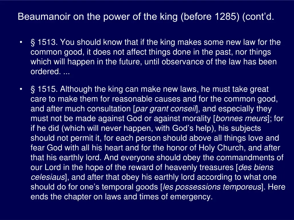 beaumanoir on the power of the king before 1285 4