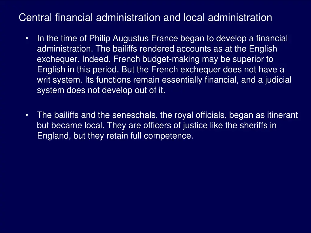 central financial administration and local