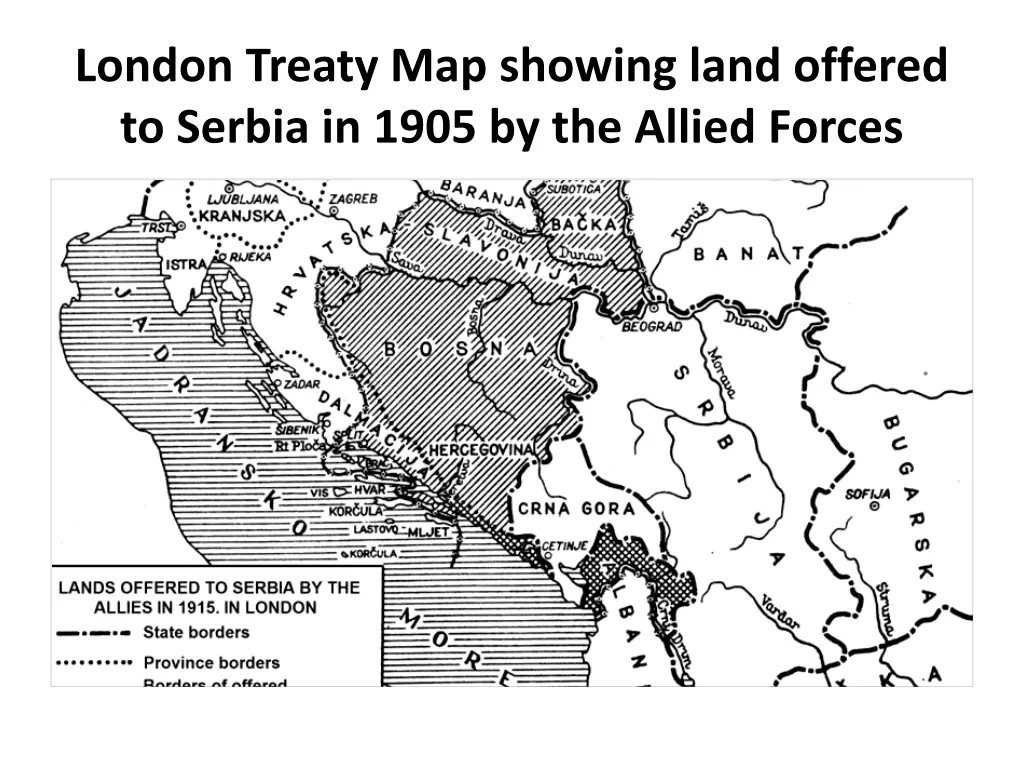 london treaty map showing land offered to serbia