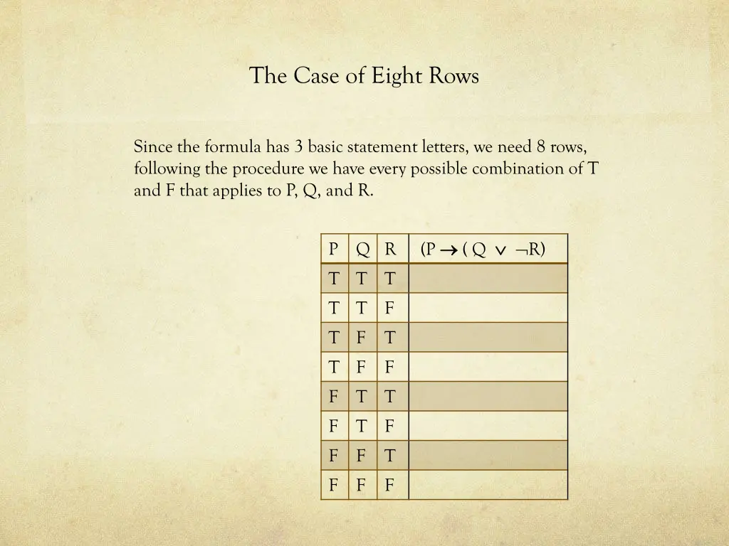 the case of eight rows