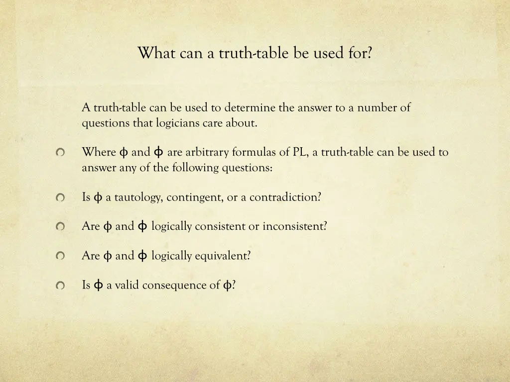 what can a truth table be used for