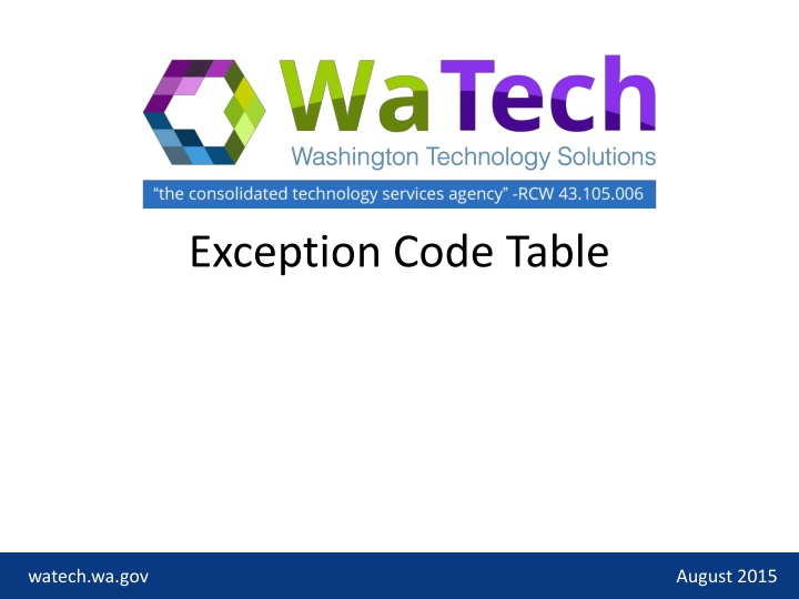 exception code table