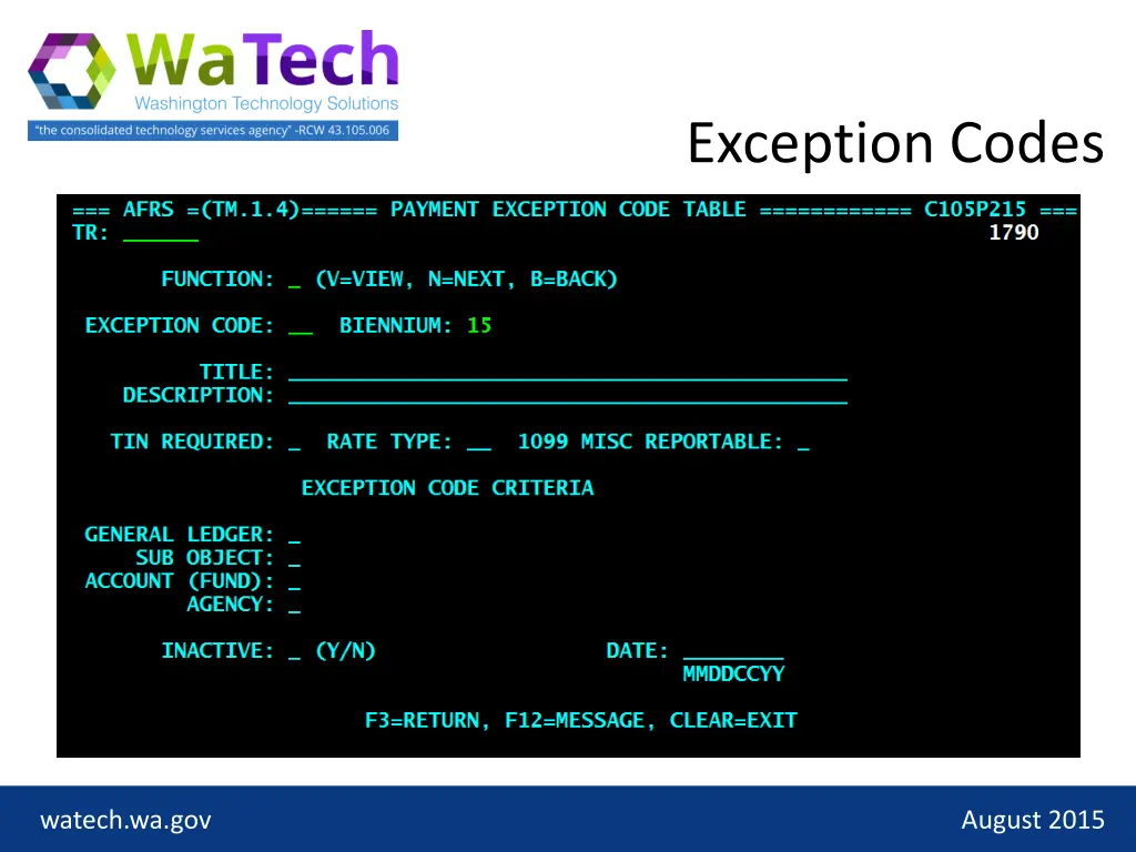 exception codes 1