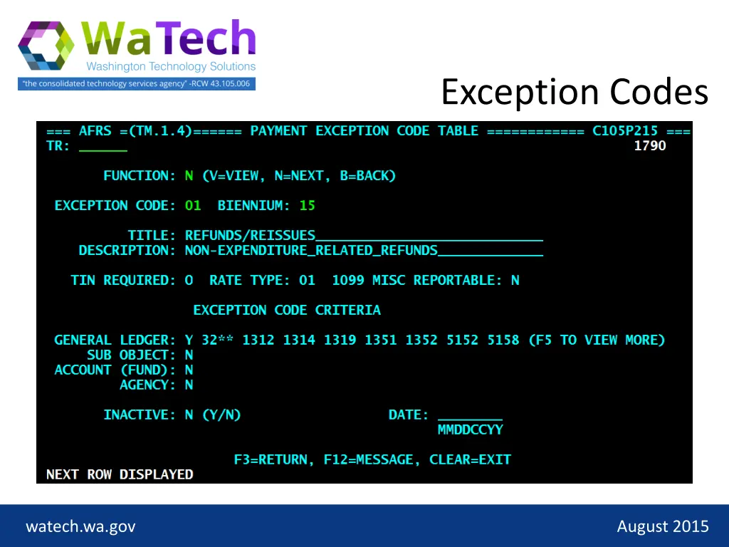 exception codes 2