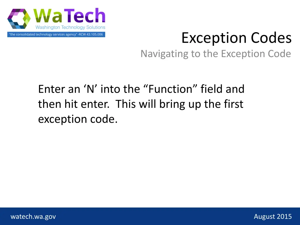 exception codes navigating to the exception code 1