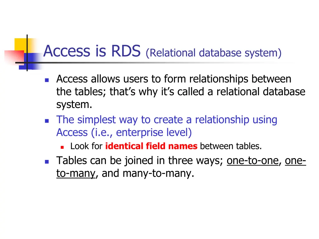 access is rds relational database system