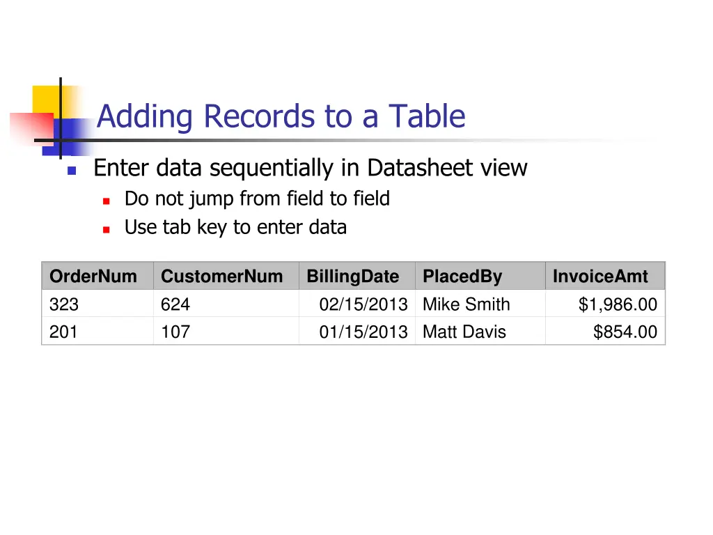 adding records to a table