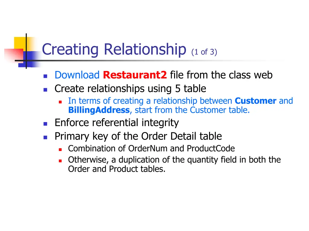 creating relationship 1 of 3