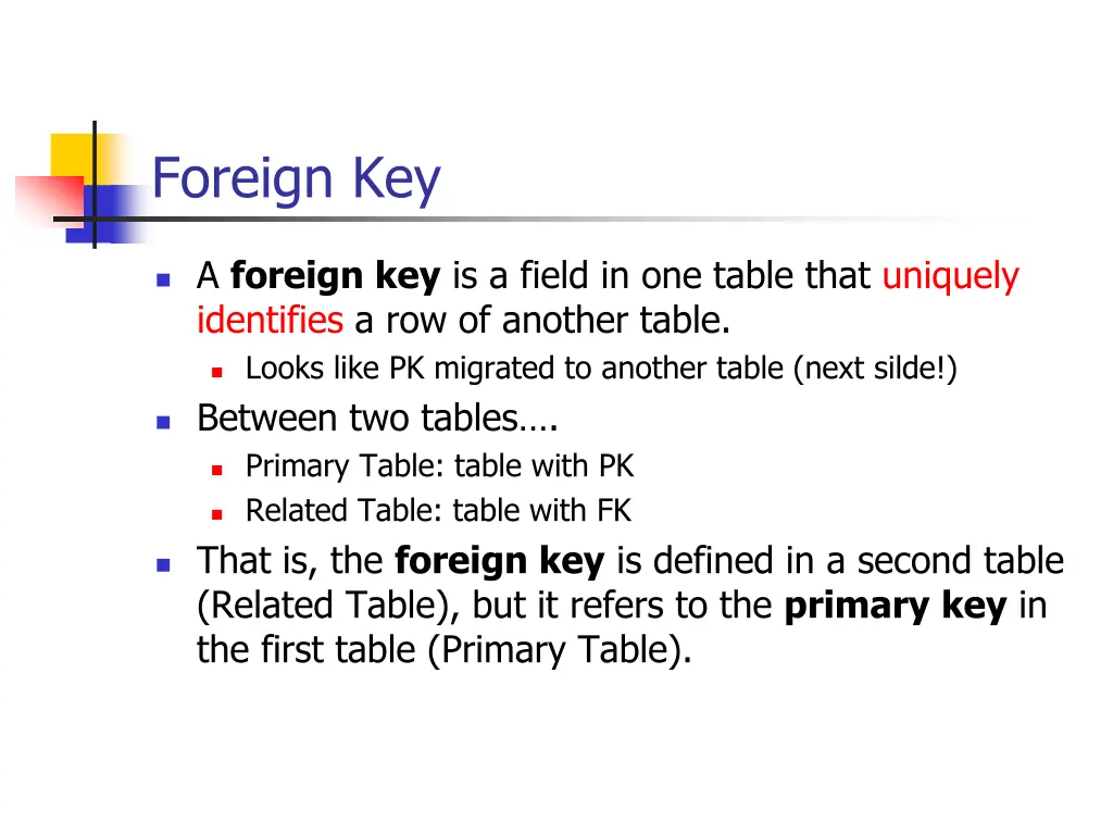 foreign key