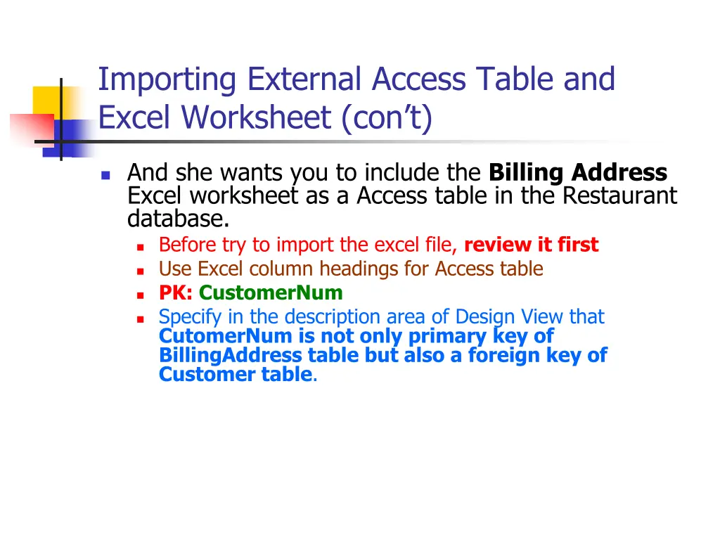 importing external access table and excel 1