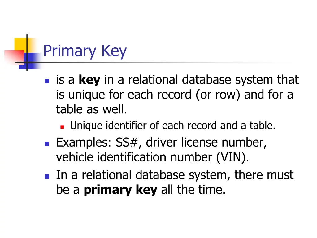 primary key