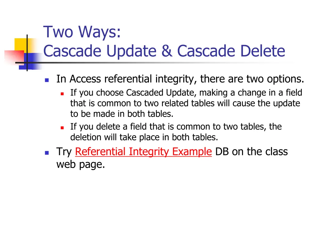 two ways cascade update cascade delete