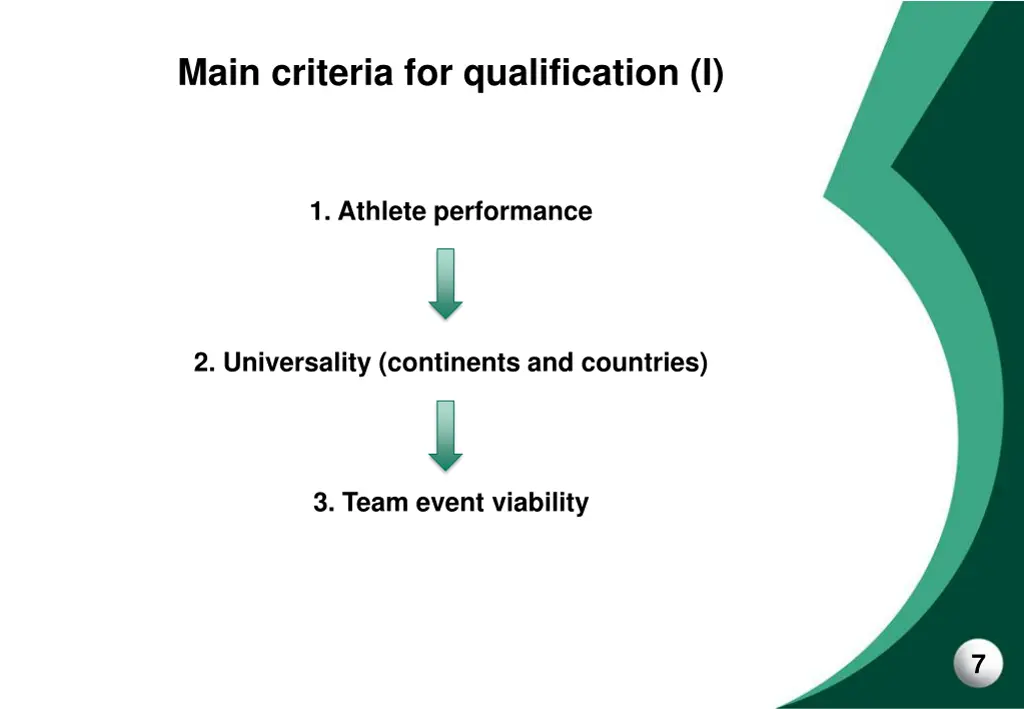 main criteria for qualification i