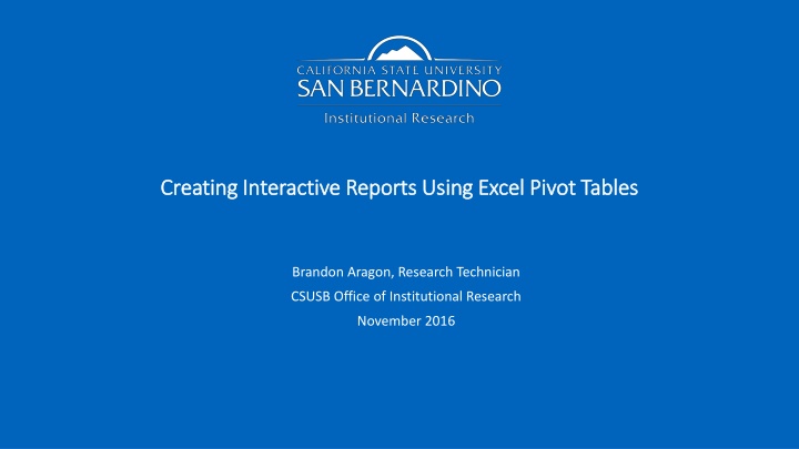 creating interactive reports using excel pivot