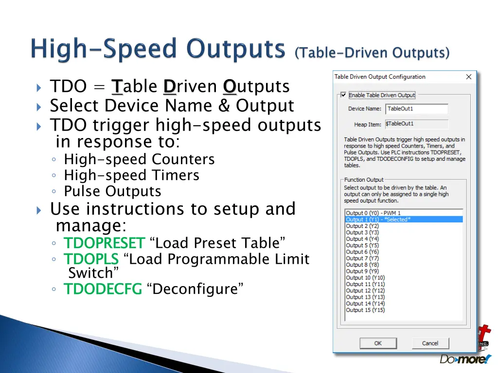 tdo t table d driven o outputs select device name