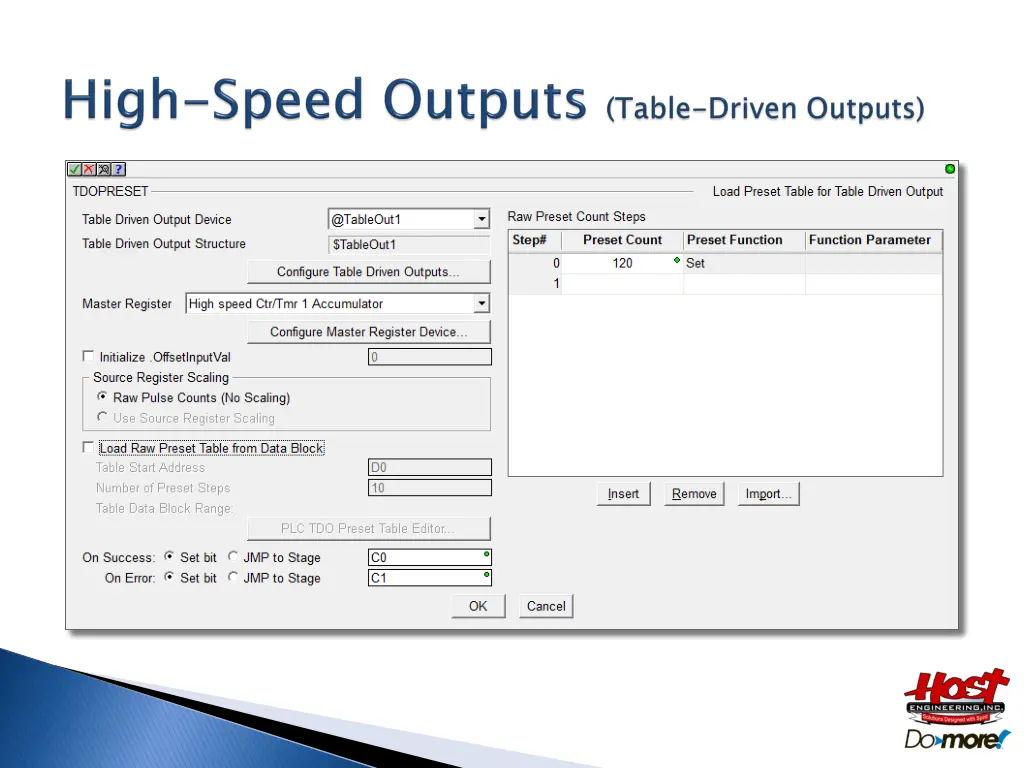 tdopreset takes control of a tdo and loads