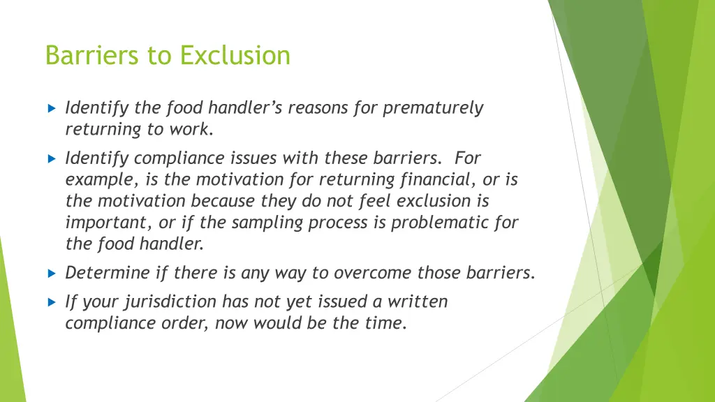 barriers to exclusion