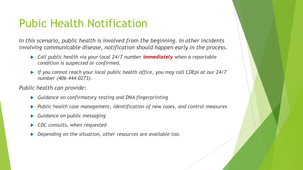 pubic health notification