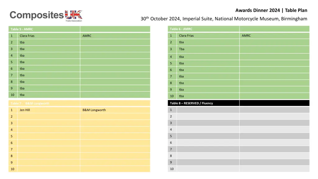 awards dinner 2024 table plan 2