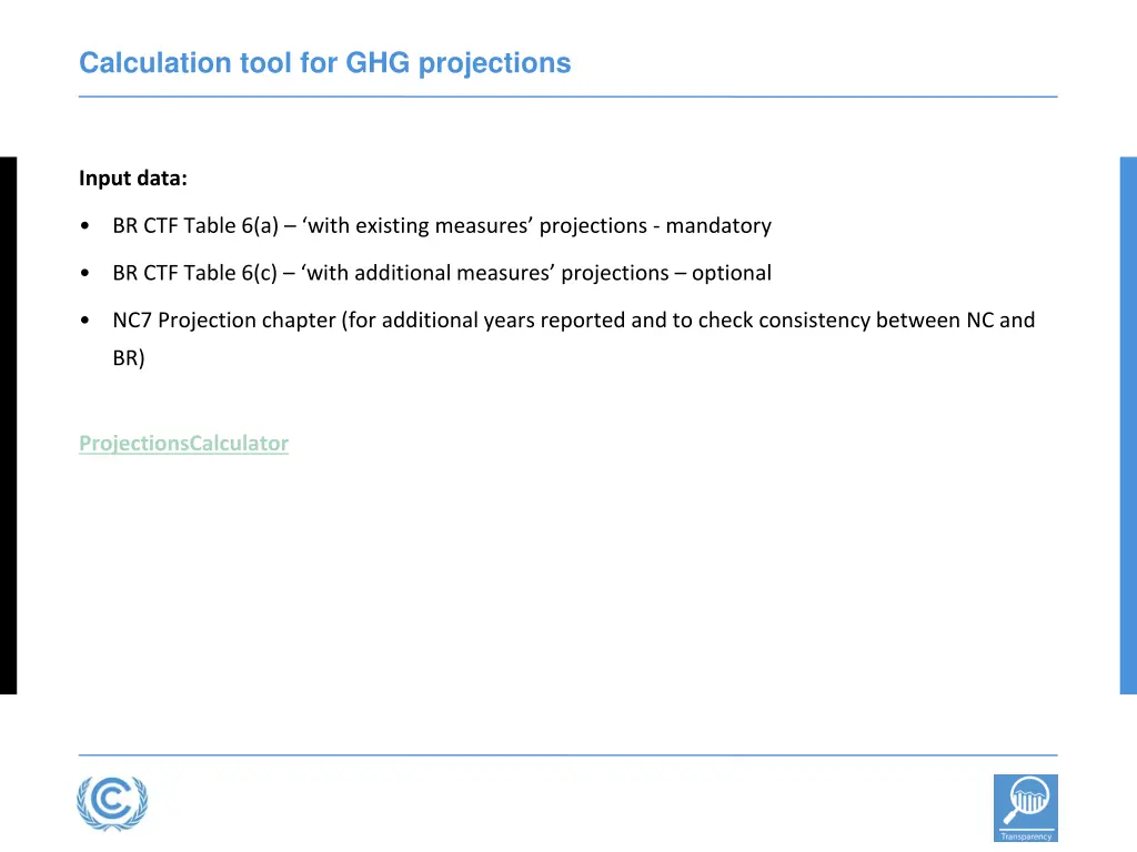 calculation tool for ghg projections