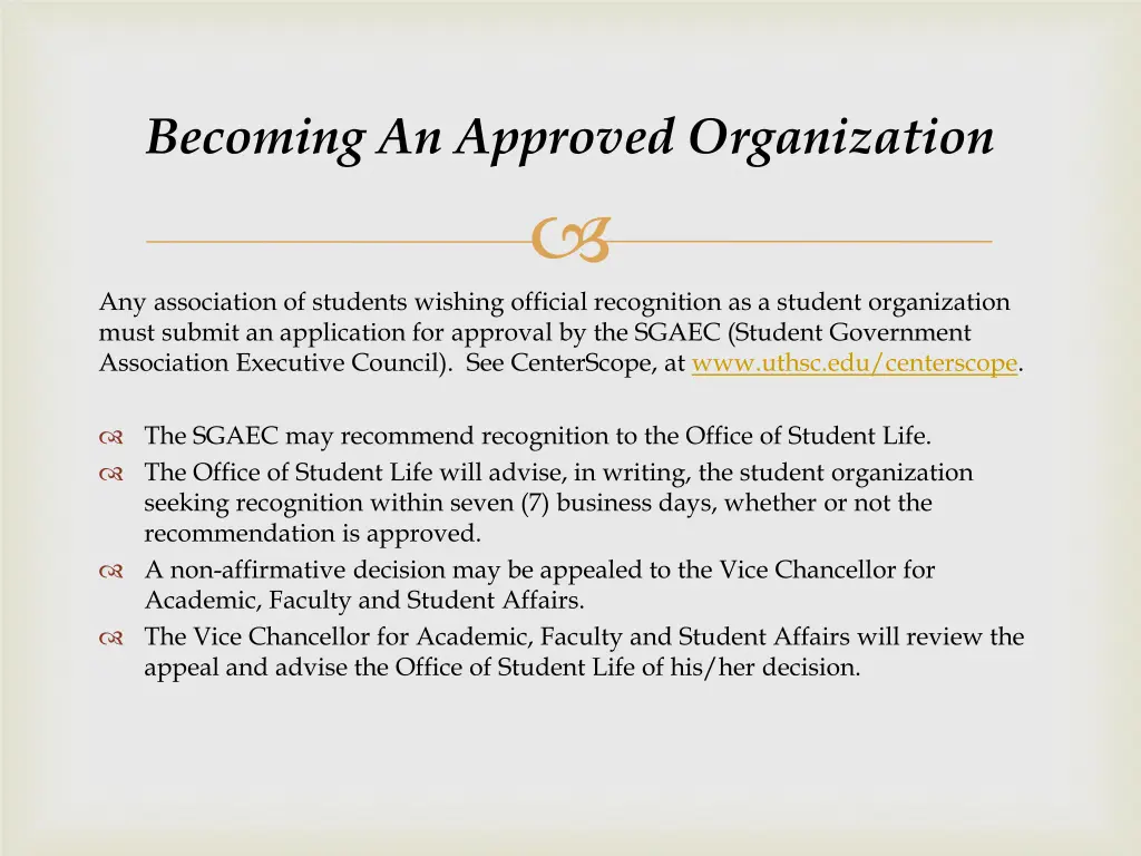 becoming an approved organization