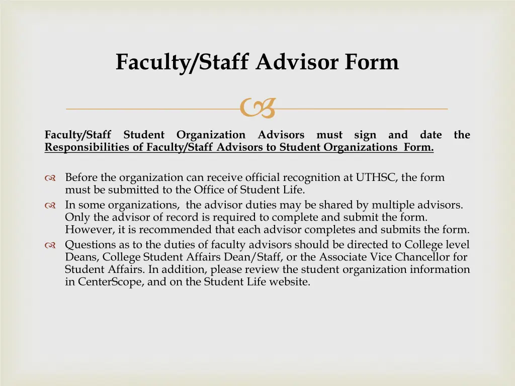 faculty staff advisor form