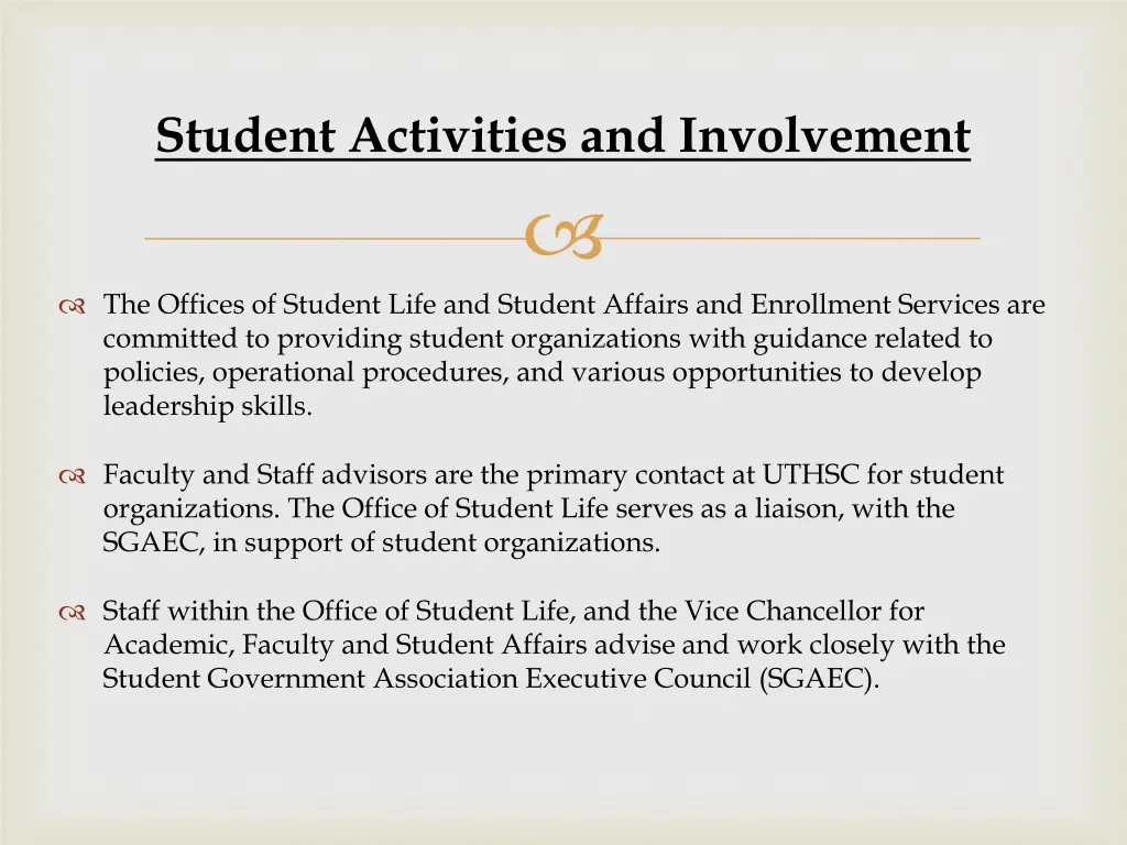 student activities and involvement