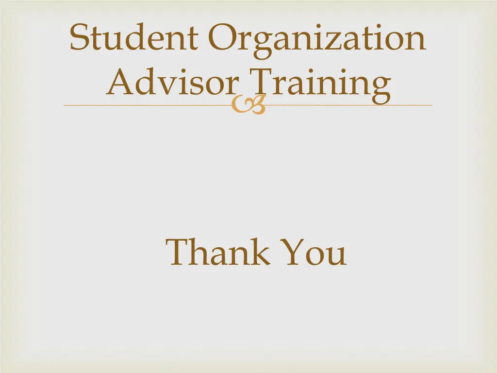 student organization advisor training