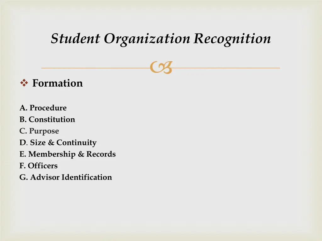 student organization recognition