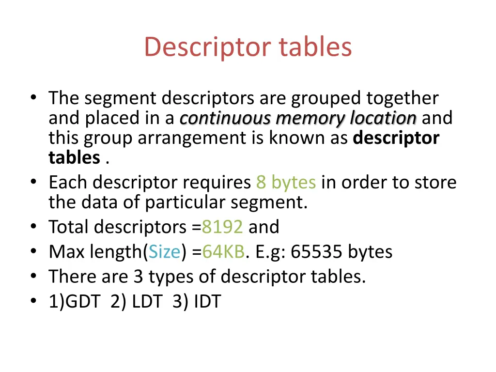 descriptor tables