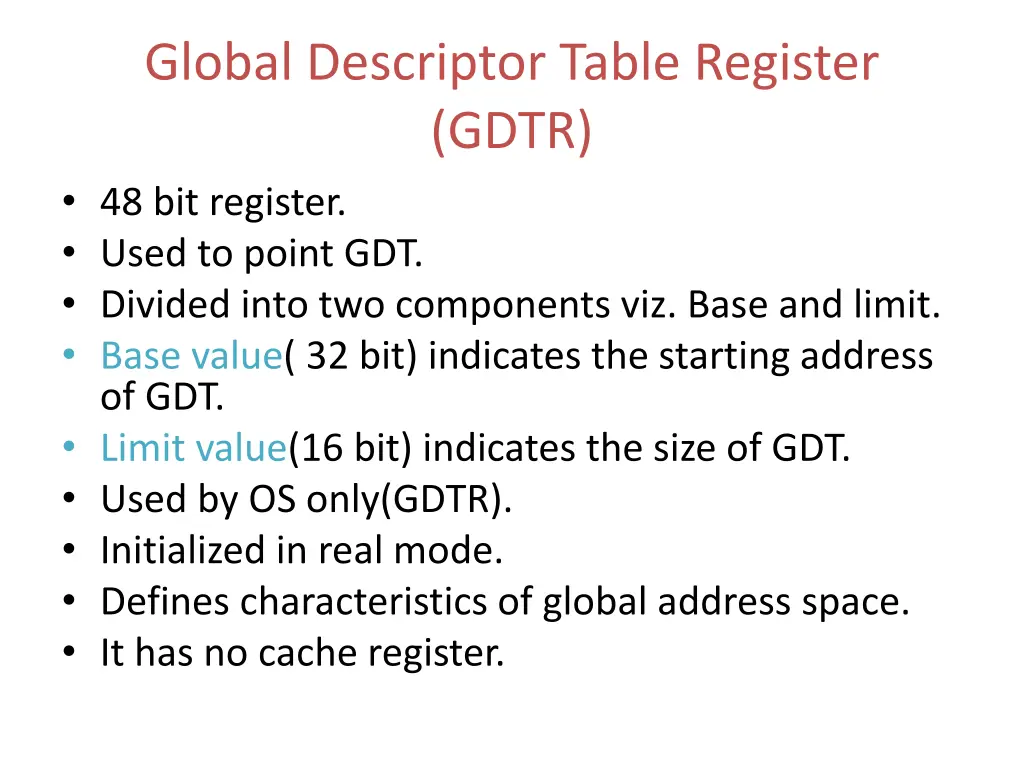 global descriptor table register gdtr