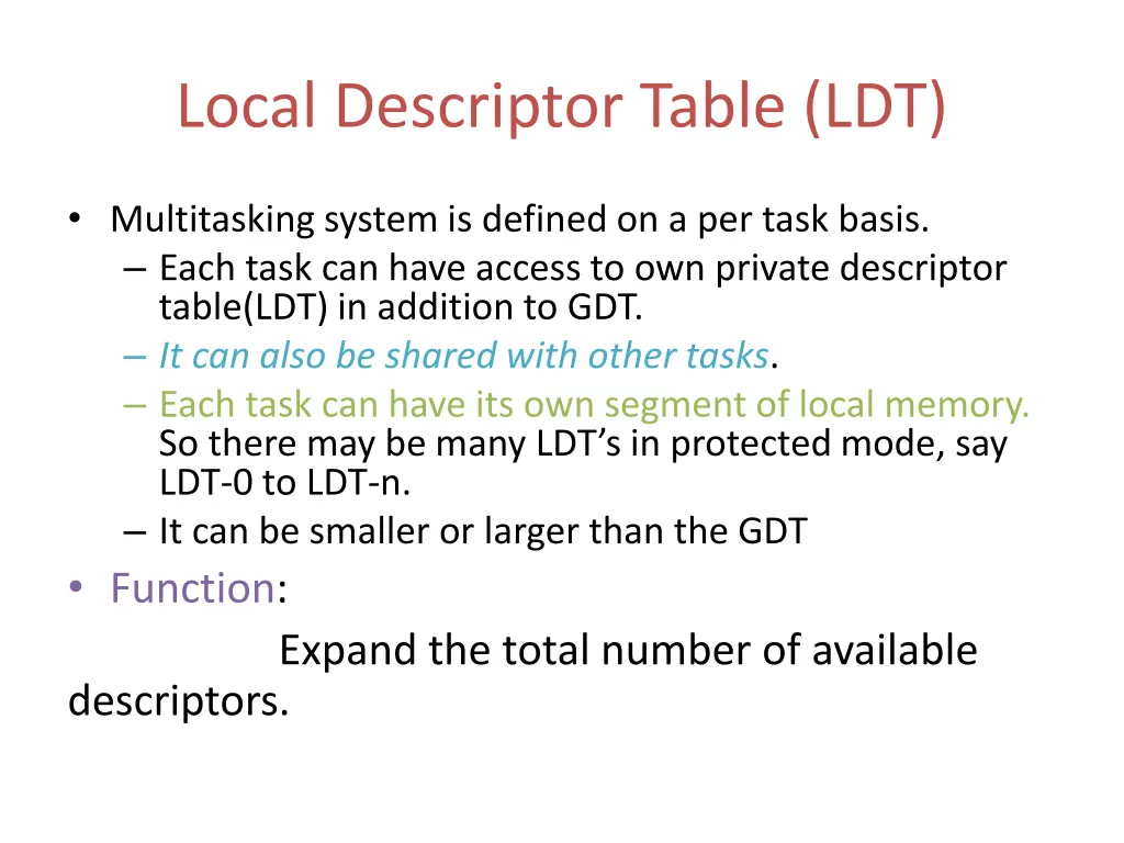 local descriptor table ldt