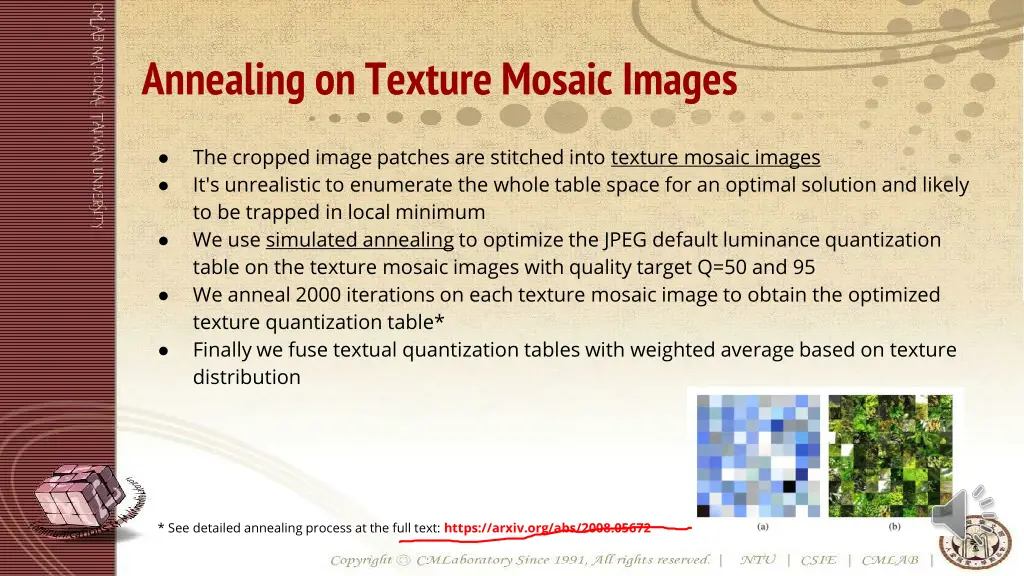 annealing on texture mosaic images